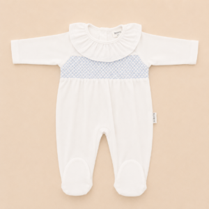 Pijama manga larga nido de abeja celeste