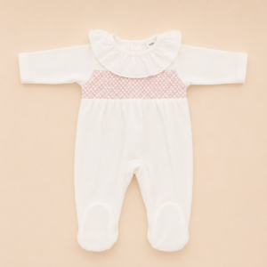 Pijama terciopelo nido de abeja rosa