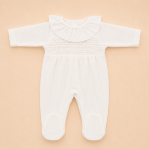 Pijama terciopelo nido de abeja blanco