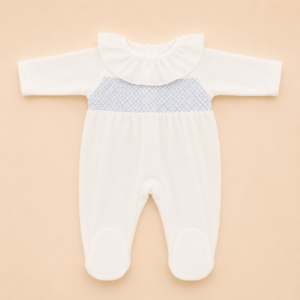 Pijama terciopelo nido de abeja celeste